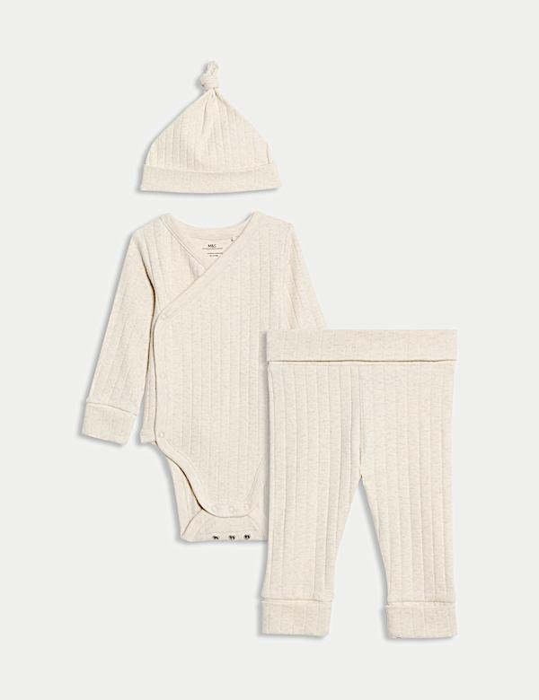 Conjunto de 3 piezas de bodi y gorro en algodón (3 kg-12 meses) - US