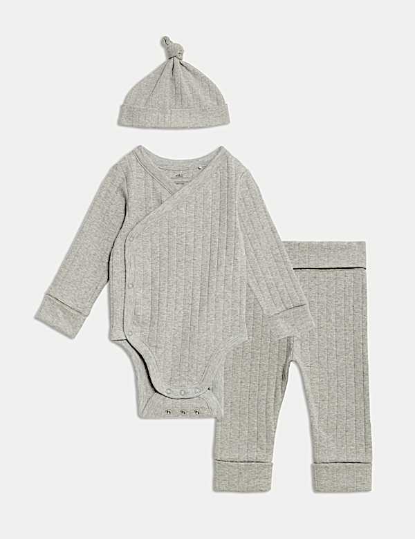 3pc Cotton Rich Bodysuit & Hat Outfit (7lbs - 12 Mths) - US