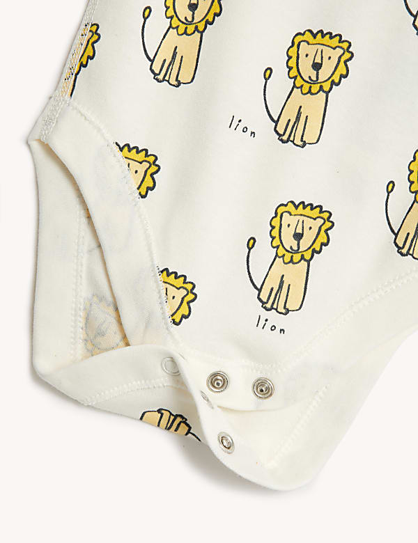 3pk Pure Cotton Animal Print Bodysuits