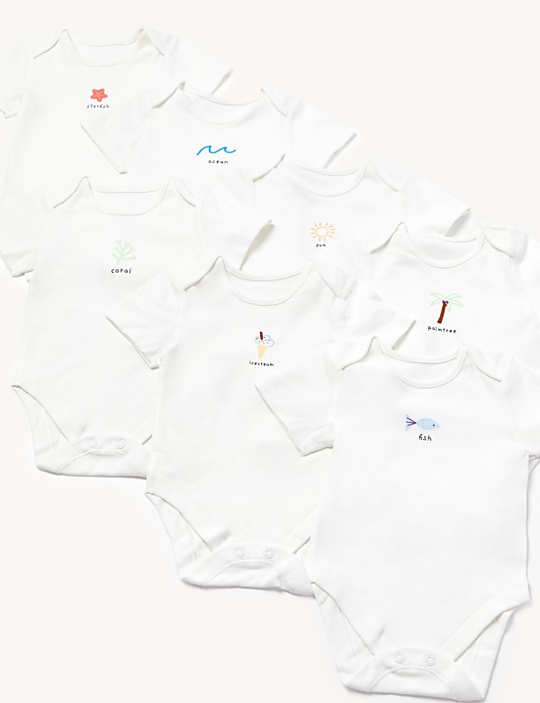 7pk Pure Cotton Printed Bodysuits (6½lbs-3 Yrs) - IL