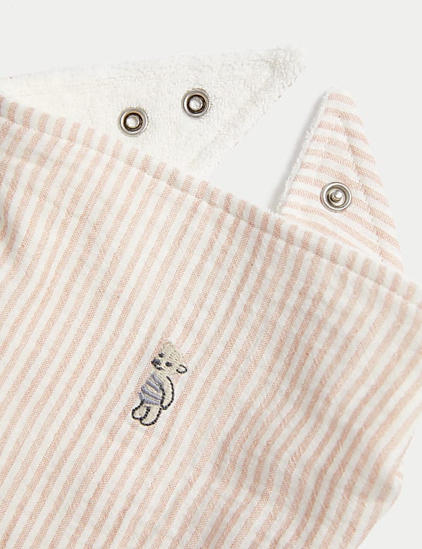 5pk Pure Cotton Striped & Bear Dribble Bibs - ES