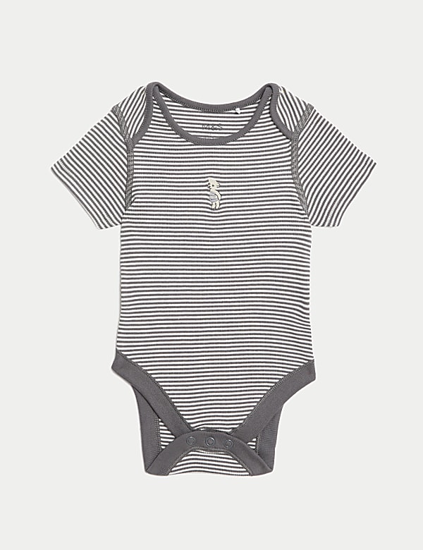 Lot de 5&nbsp;bodys en coton &agrave; motif ours et rayures (jusqu&rsquo;au 3&nbsp;ans) - LU