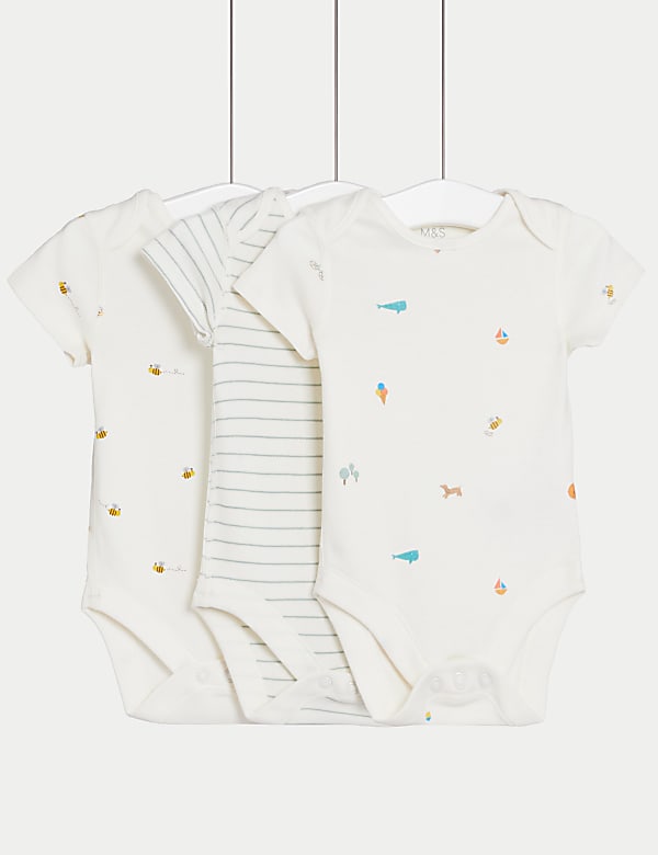 3pk Pure Cotton Printed Bodysuits (6½lbs-3 Yrs)