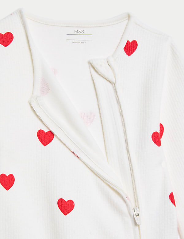 Pure Cotton Heart Zip Sleepsuit (6½lbs-3 Yrs) - NO