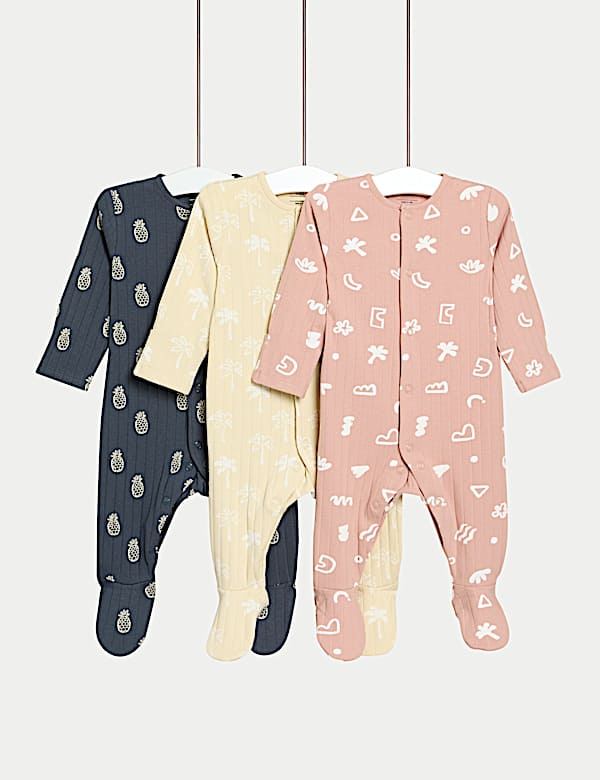 3pk Cotton Rich Printed Sleepsuits (0-3 Yrs) - VN