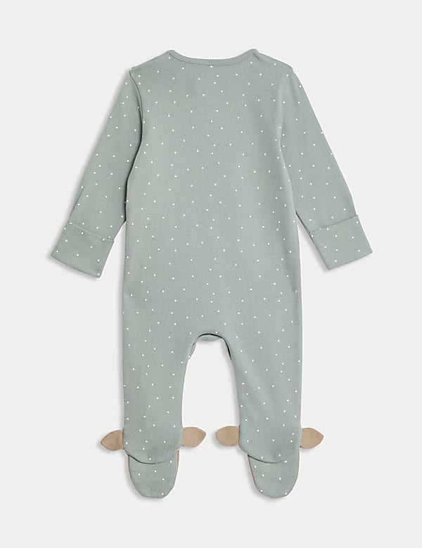 Pure Cotton Reindeer Sleepsuit (7lbs-12 Mths) - GR