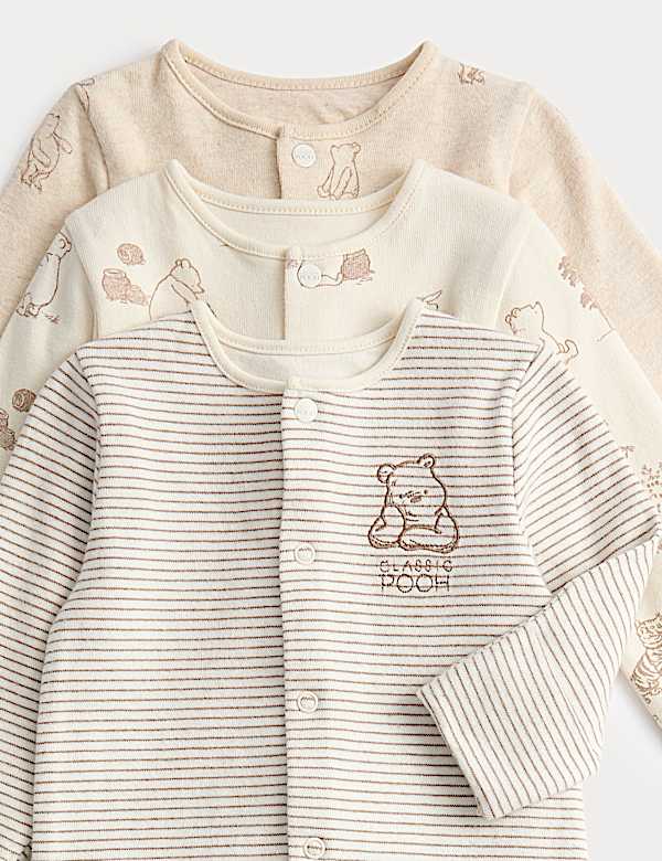 3 Pack Pure Cotton Winnie the Pooh™ Sleepsuits (0-3 Years) - IS