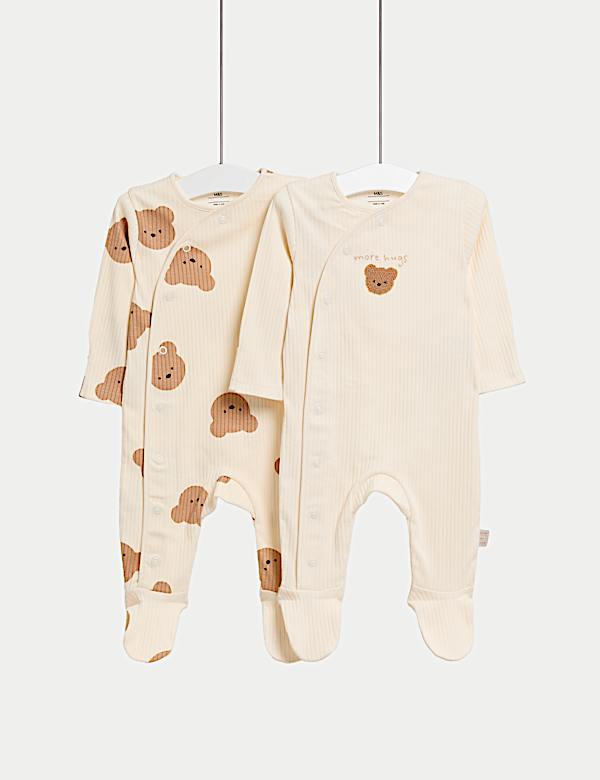 2pk Bear Print Sleepsuits (6½lbs-3 Yrs) - AT