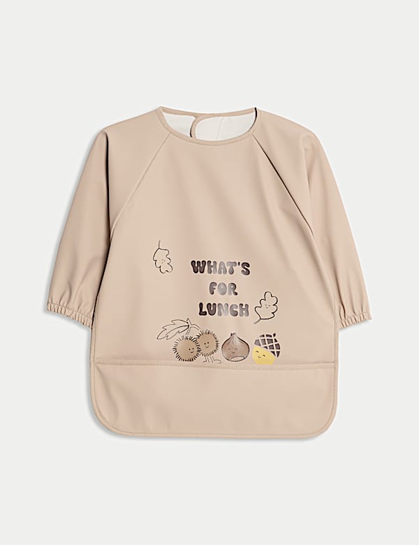 Long Sleeved Acorn Print Feeding Bib (6 Mths - 3 Yrs) - RS