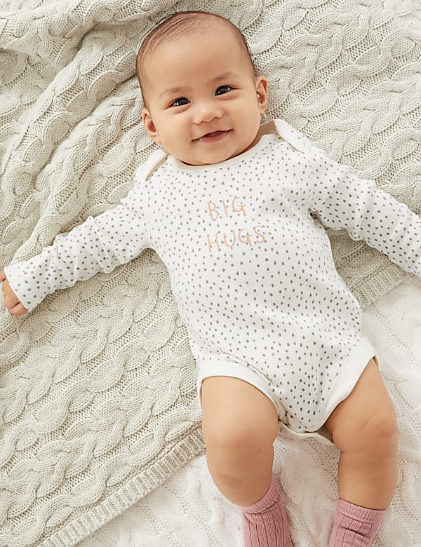 Pure Cotton Big Hugs Slogan Bodysuit (7lbs - 12 Mths)