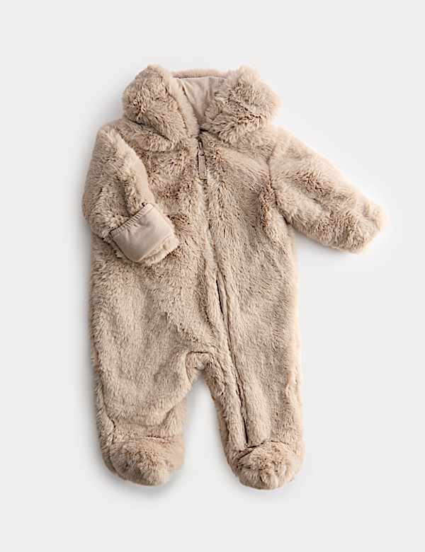 Faux Fur Hooded Pramsuit (0-12 Mths) - SI