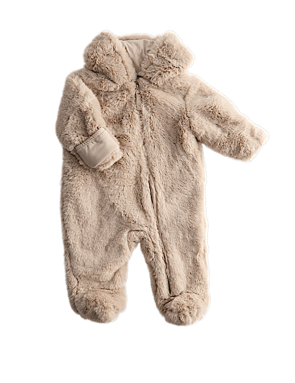 Faux Fur Hooded Pramsuit (0-12 Mths)