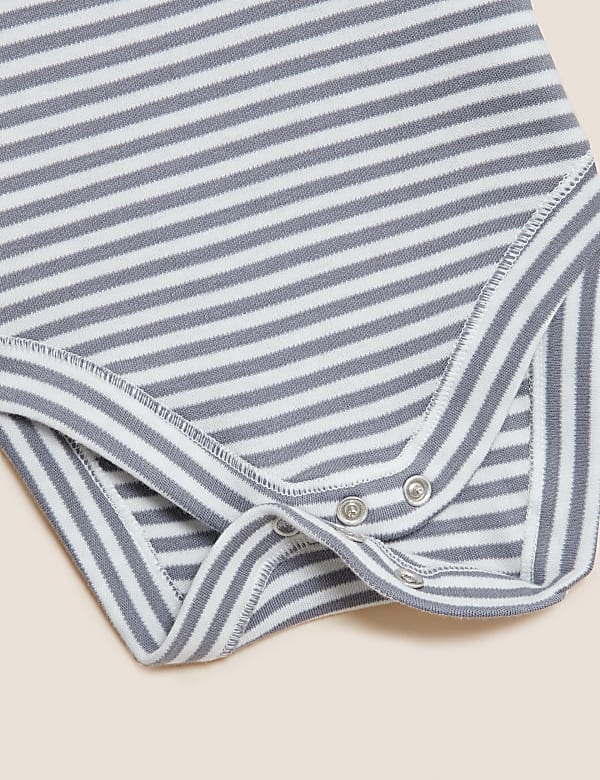 Pure Cotton Striped Teddy Bear Bodysuit (7lbs - 12 Mths)