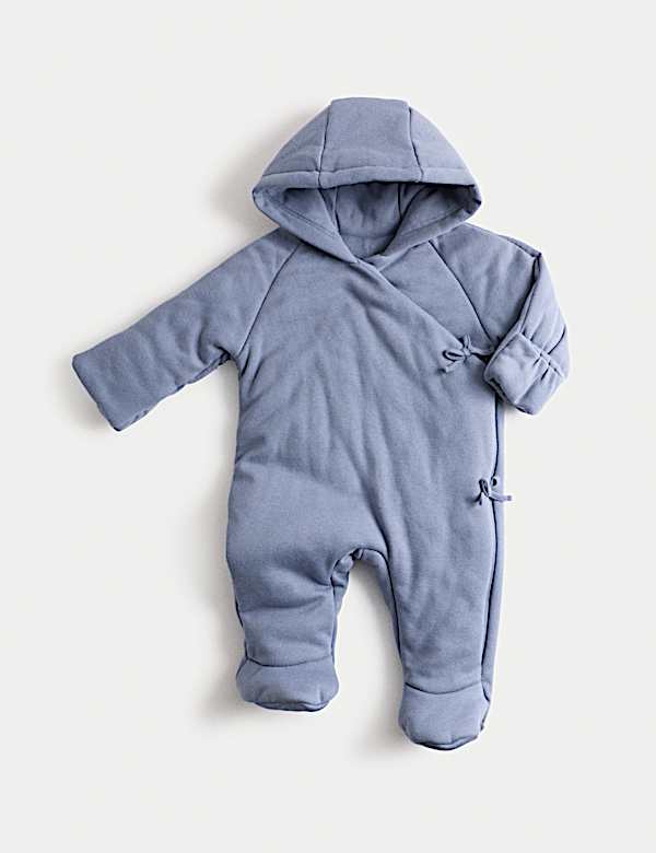 Cotton Rich Hooded Wrap Pramsuit (0-12 Mths) - LU
