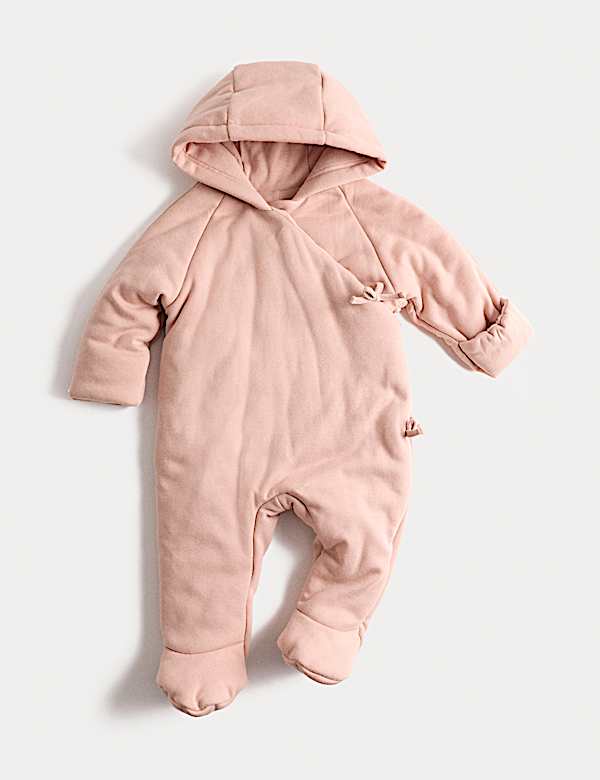 Cotton Rich Hooded Wrap Pramsuit (0-12 Mths)