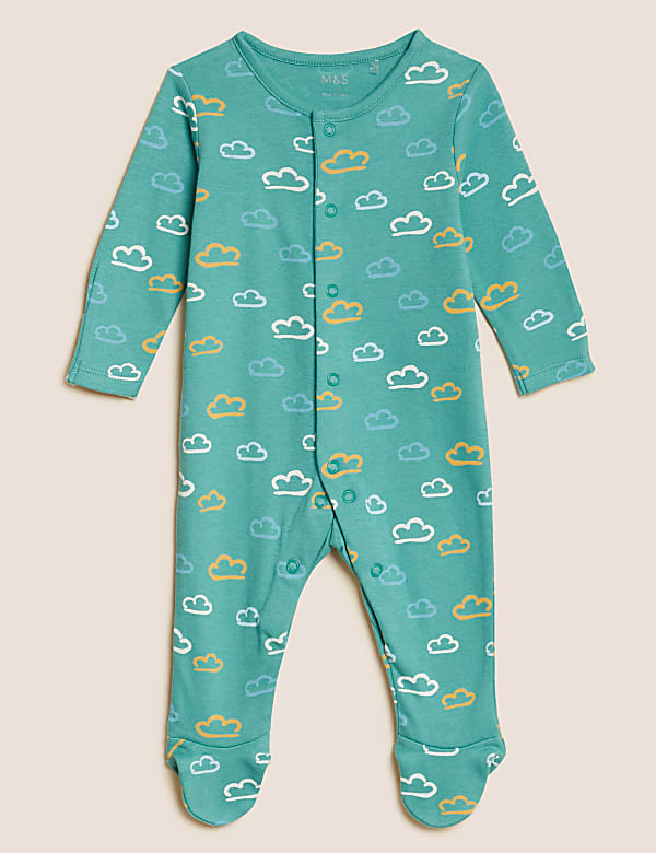 3pk Pure Cotton Patterned Sleepsuits