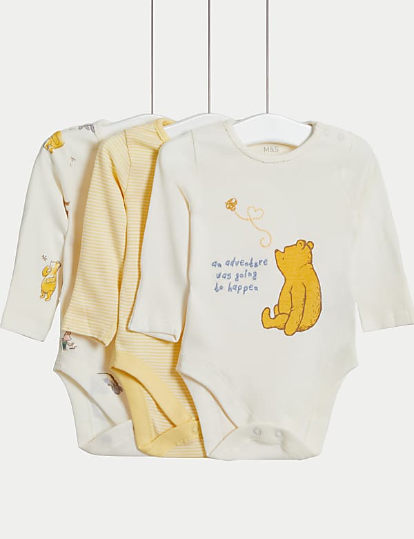 3pk Pure Cotton Winnie the Pooh&trade; Bodysuits (0-3 Yrs)