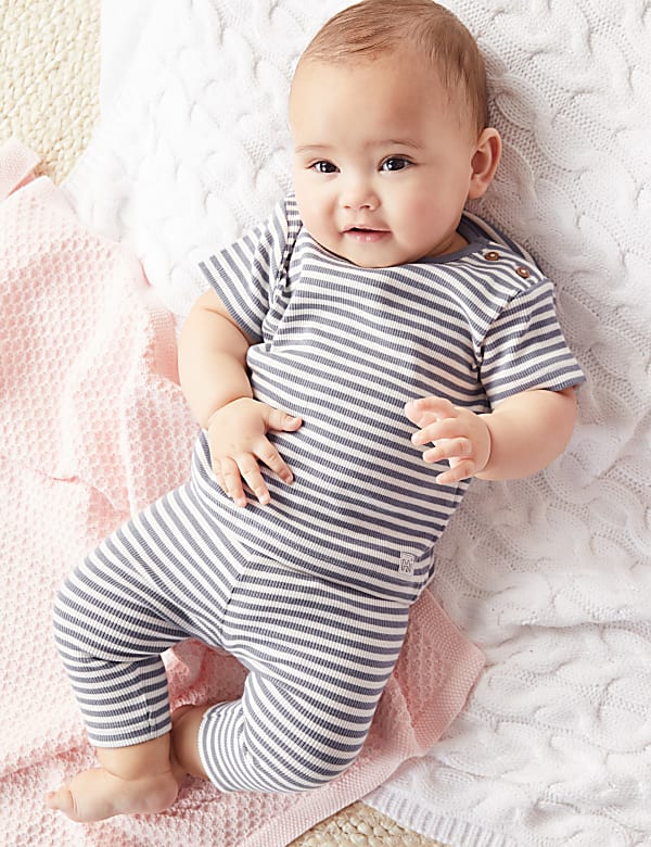 Cotton Rich Striped Ribbed Leggings