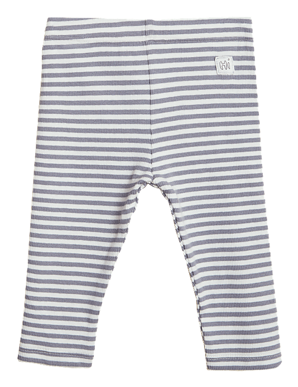 Cotton Rich Striped Ribbed Leggings