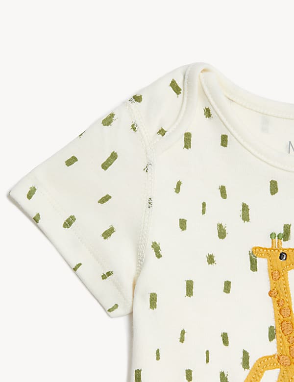 3pk Pure Cotton Giraffe Bodysuits (6 1/2lbs - 3 Yrs)