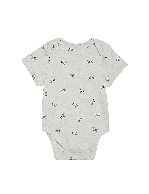 7pk Pure Cotton Dog & Striped Bodysuits (5lbs-3 Yrs)