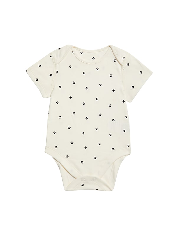 7pk Pure Cotton Dog & Striped Bodysuits (5lbs-3 Yrs)