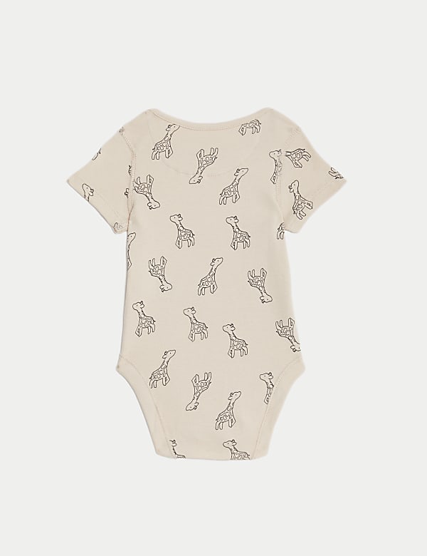 7pk Pure Cotton Giraffe & Striped Bodysuits (5lbs-3 Yrs)