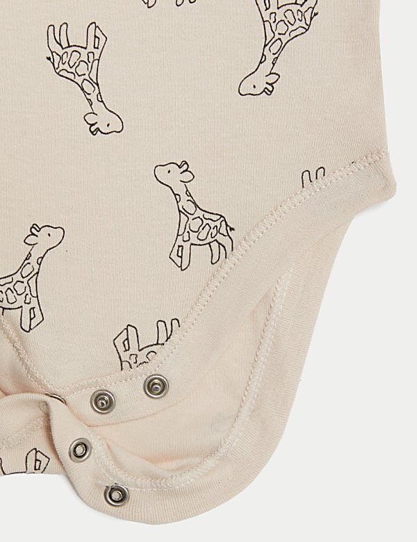 7pk Pure Cotton Giraffe & Striped Bodysuits (5lbs-3 Yrs)