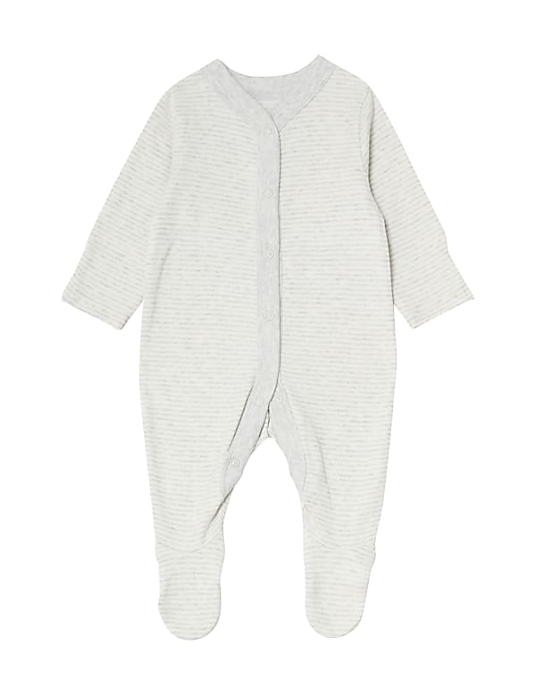 3pk Pure Cotton Dog & Striped Sleepsuits (5lbs-3 Yrs)