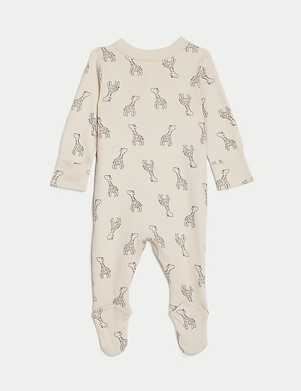 3pk Pure Cotton Giraffe & Striped Sleepsuits (5lbs-3 Yrs)