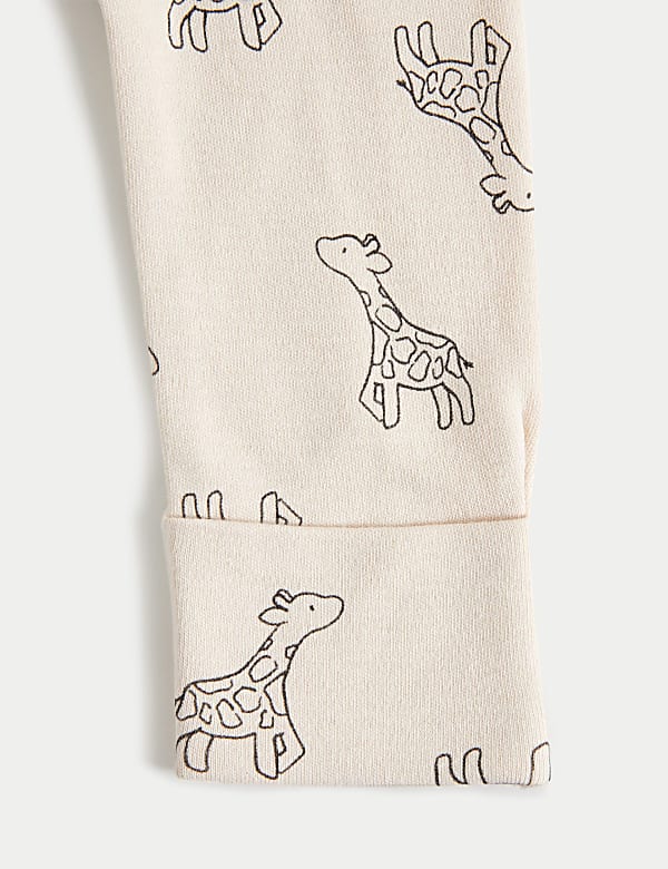 3pk Pure Cotton Giraffe & Striped Sleepsuits (5lbs-3 Yrs)