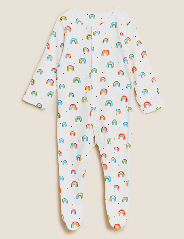 3pk Pure Cotton Printed Sleepsuits