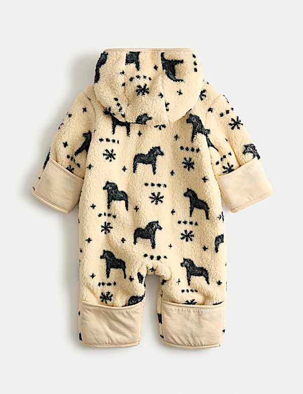 חליפת אוברול צמרירית בהדפס (0‏-12 חודשים) - IL