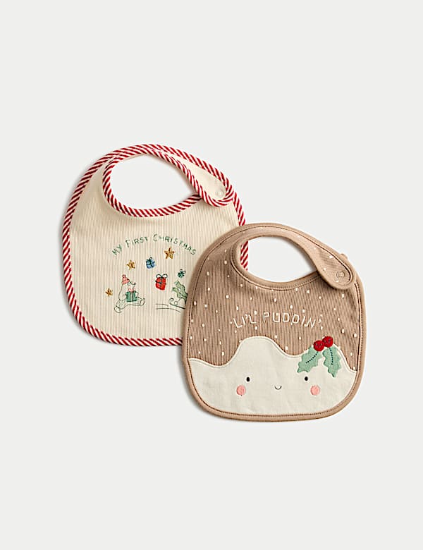 2er-Pack Lätzchen mit hohem Baumwollanteil und Weihnachtsmotiv - AT