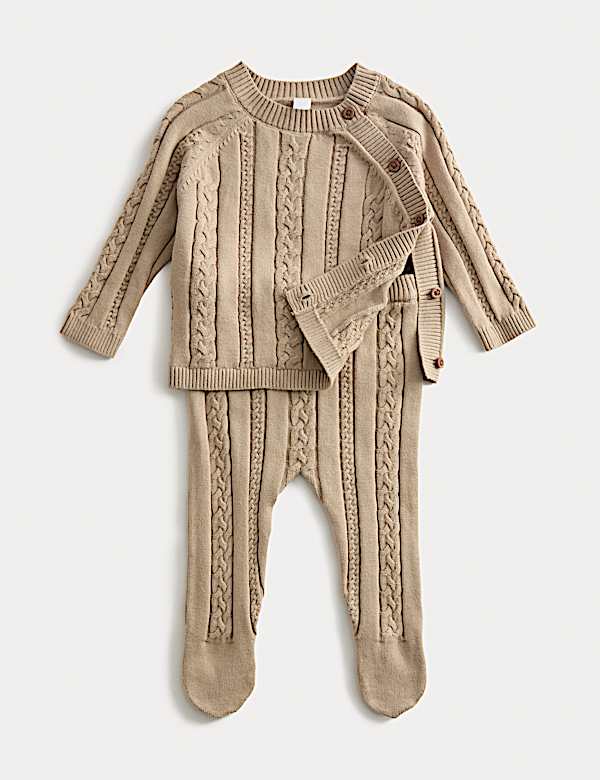 2pc Pure Cotton Knitted Crawler Outfit (0-12 Mths) - AL