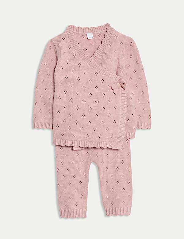 2pc Knitted Wrap Outfit (0-12 Mths) - CY