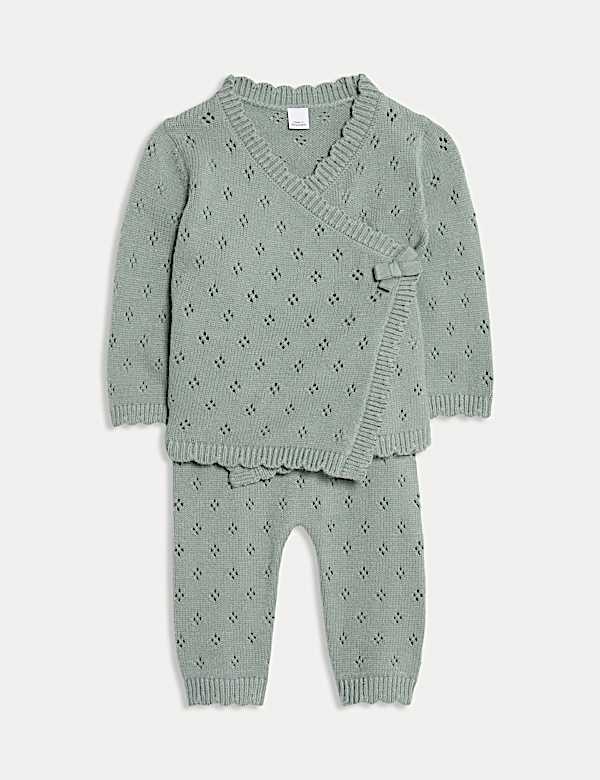 2pc Knitted Wrap Outfit (0-12 Mths) - CZ