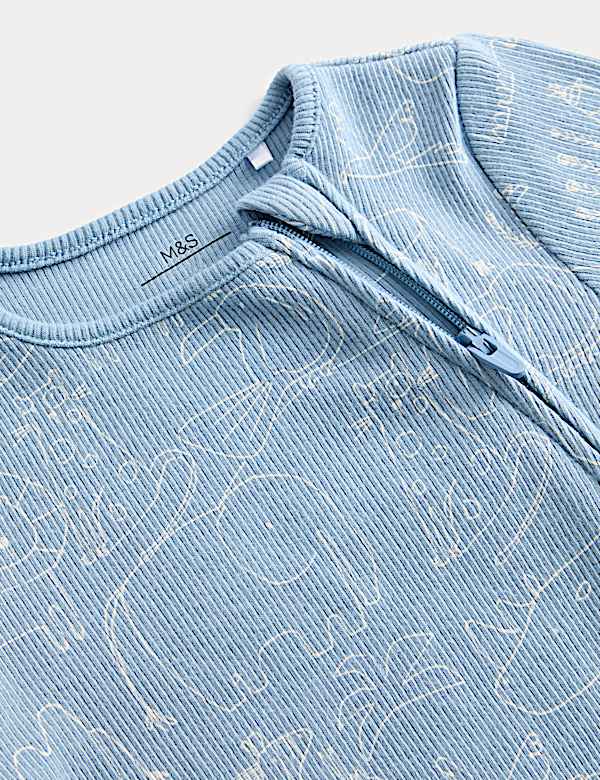 3pk Cotton Rich Ribbed Safari Sleepsuits (6½lbs-3 Yrs)