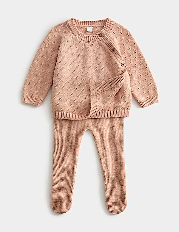 Ensemble 2 pièces avec pantalon en maille 100 % coton (jusqu’au 12 mois) - CH