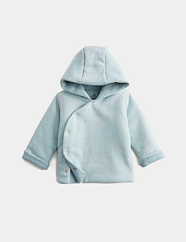 Pure Cotton Striped Wadded Jacket (0-12 Mths) - RO