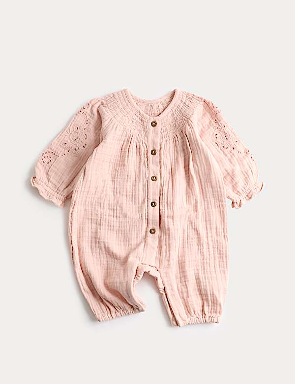 Pure Cotton Broderie Woven All in One (0-12 Mths) - MV