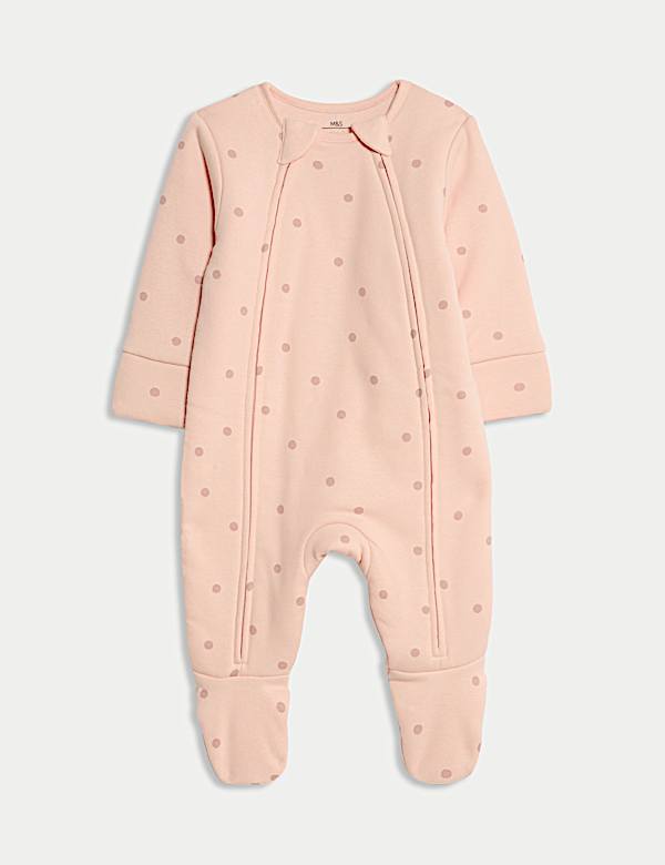 Pure Cotton 2.5 Tog Double Zip Sleepsuit (0-12 Mths) - GR
