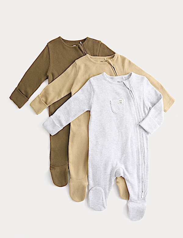 3pk Pure Cotton Sleepsuits (0-3Yrs)