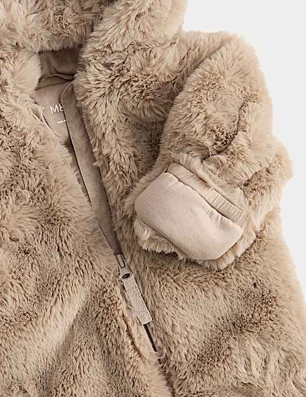 Faux Fur Hooded Pramsuit (0-12 Mths) - NO