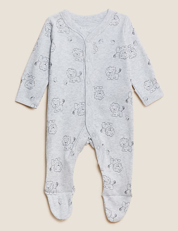 Pure Cotton Lion Print Sleepsuits (0-3 Yrs)