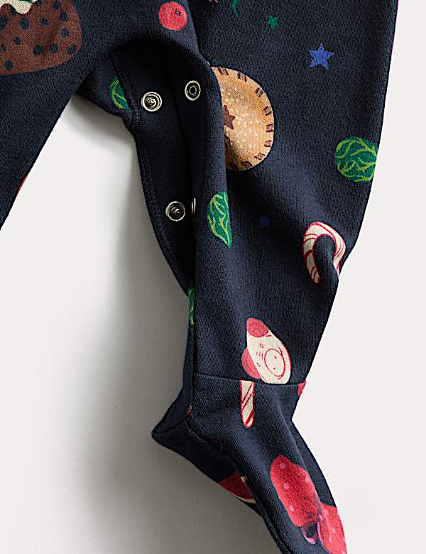 Pure Cotton Christmas Print Sleepsuit (0 Mths-3 Yrs) - VN