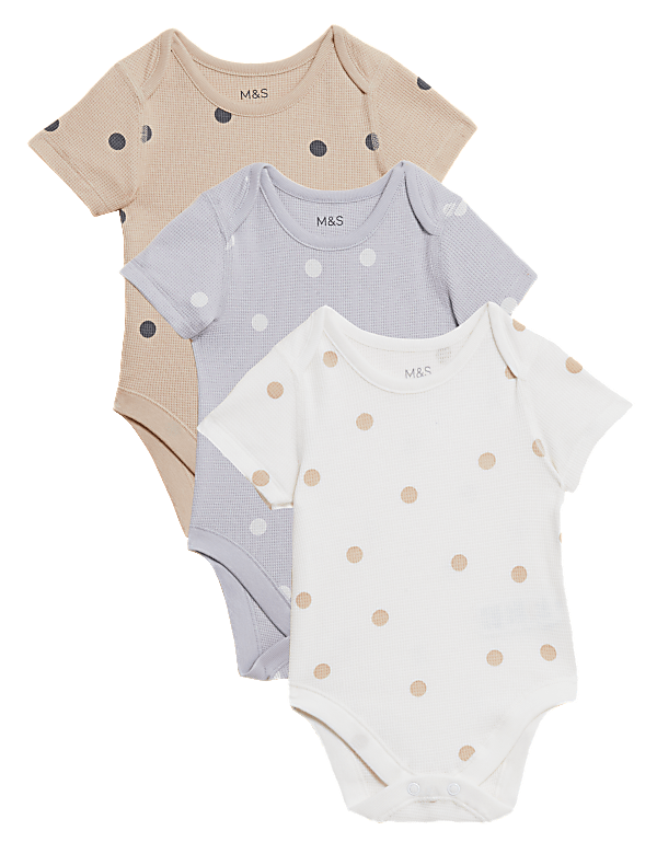 3pk Pure Cotton Spot Print Bodysuits (6½lbs-3 Yrs)