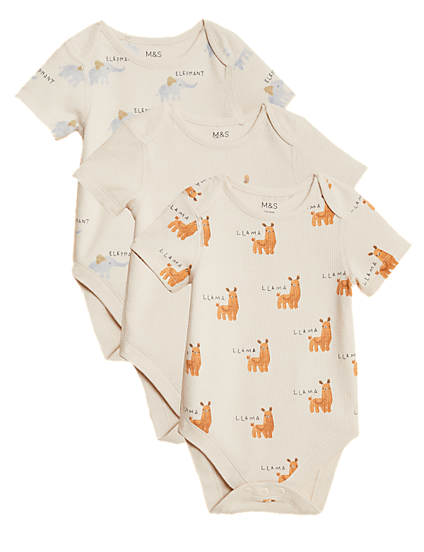 3pk Pure Cotton Printed Bodysuits