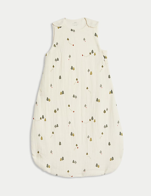Marks Spencer Cotton Rich 2.5 Tog Festive Sleeping Bag 0 3 Yrs Cream Mix 0 6 M