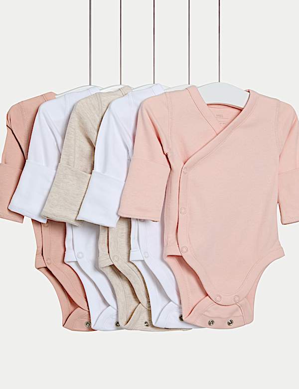 5pk Pure Cotton Crossover Bodysuits (6lbs-3 Yrs) - VN